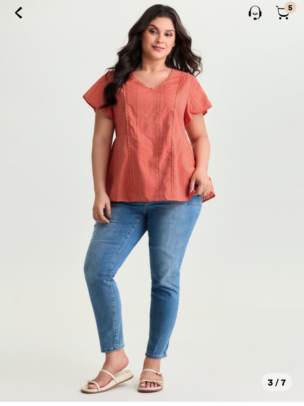 BloomChic Coral V-Neck Short Sleeve Tunic